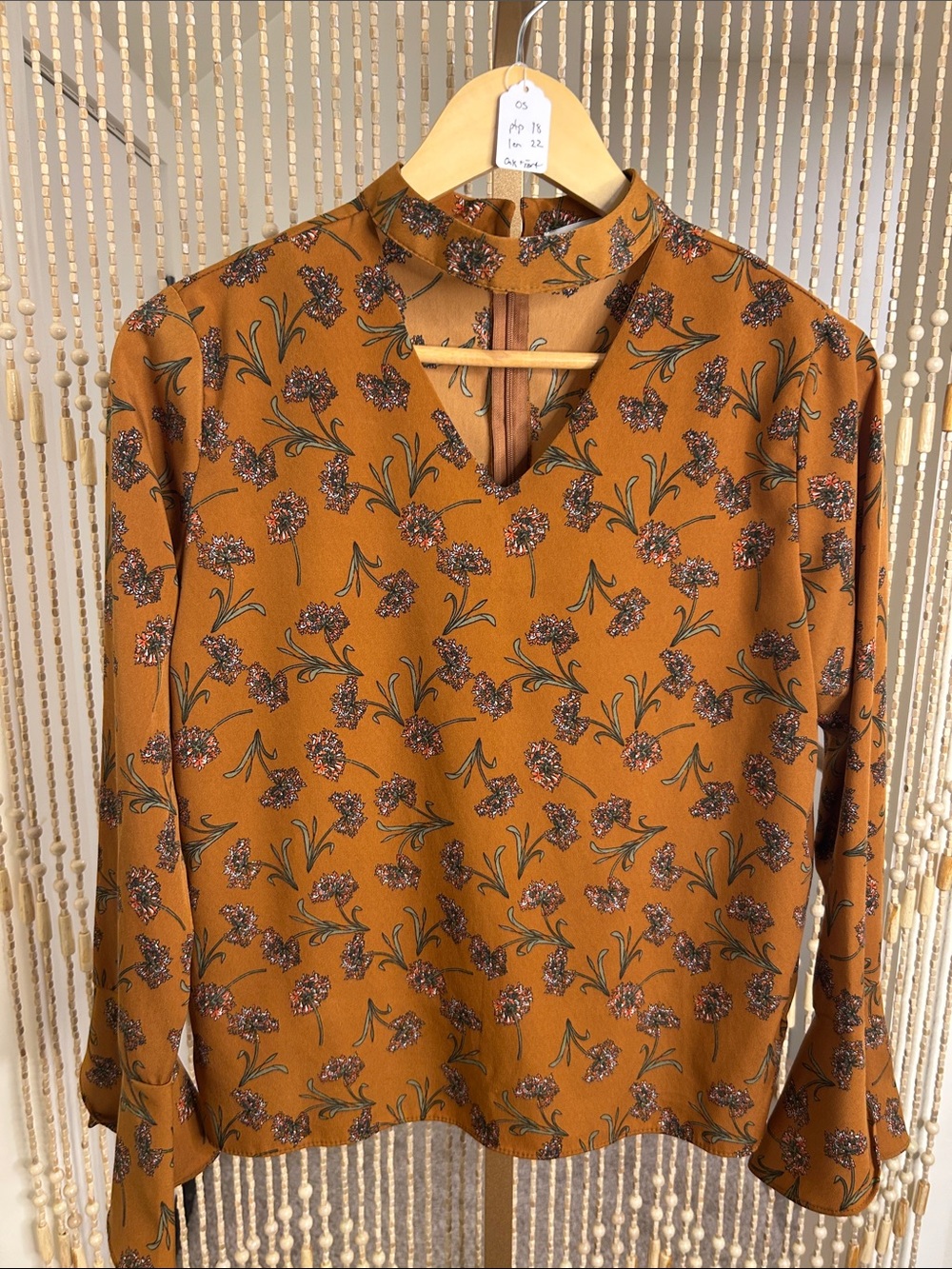 Oak +Fort Rust Floral Mock-Neck Blouse